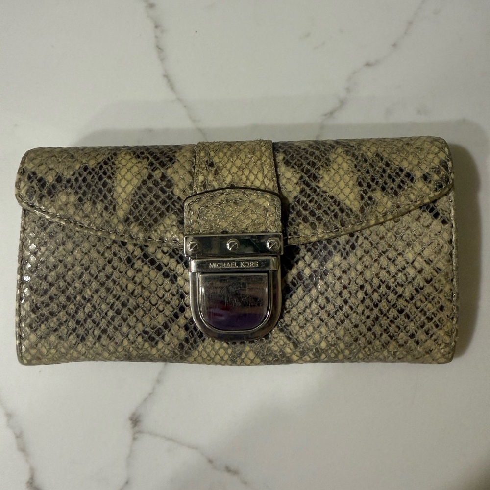 Michael Kors Beige Snake Print Wallet